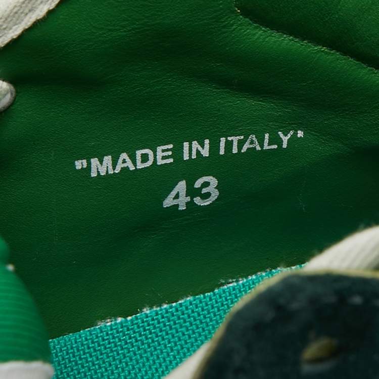 Pre Owned Off-White Green Leather and Suede Court 3.0 High Top Sneakers Size 43