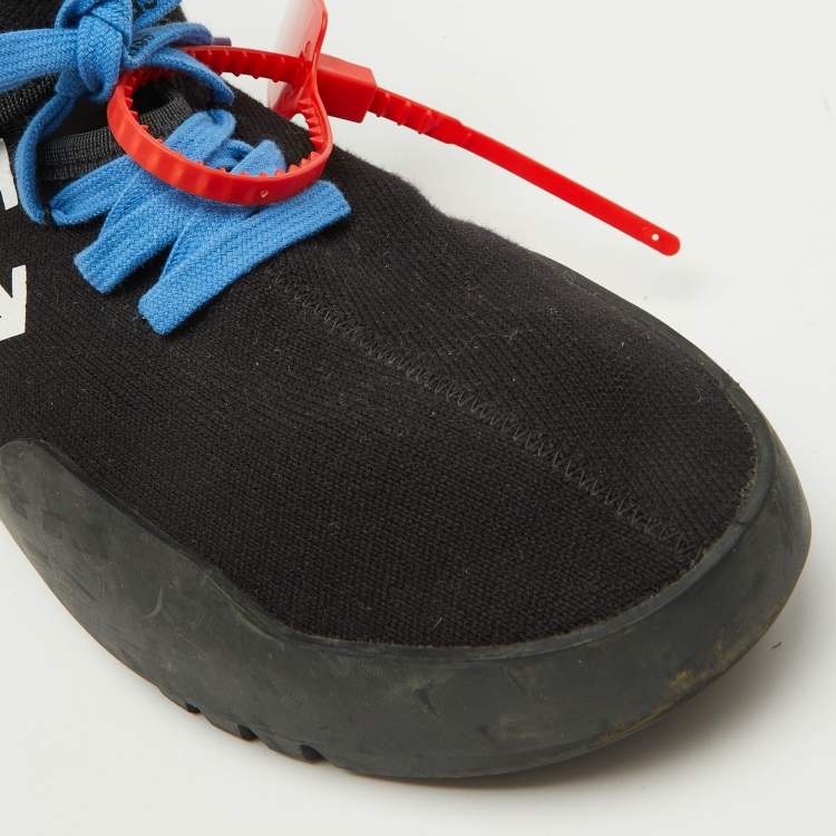 Pre Owned Off-White Black Knit Fabric Moto Wrap Velcro Detailed Sneakers Size 44