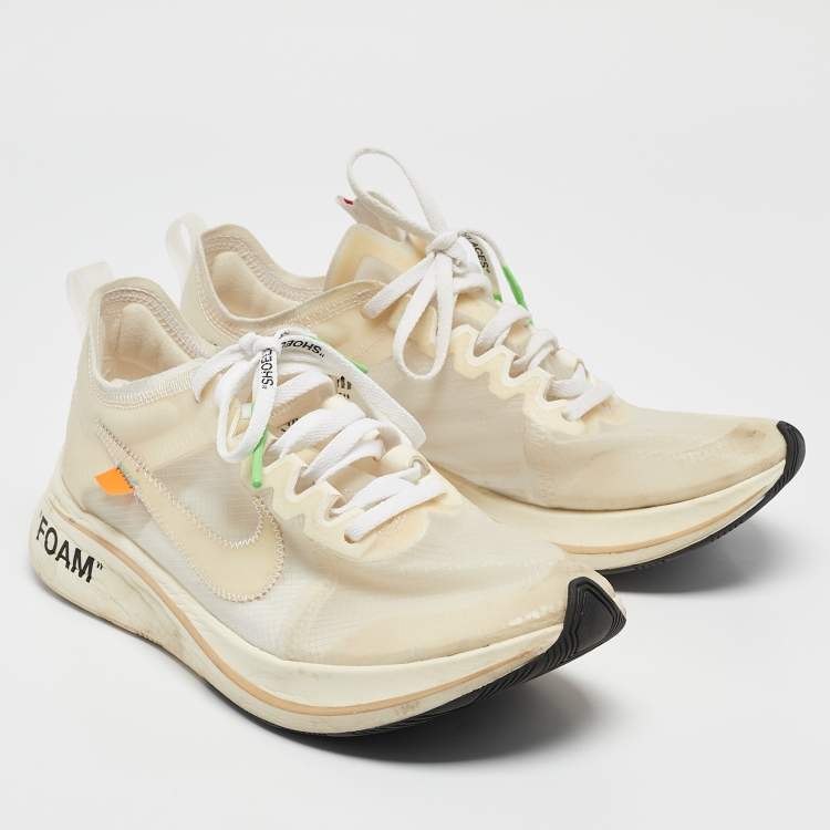 Pre Owned Off-White x Nike White Mesh Zoom Fly Sneakers Size 42