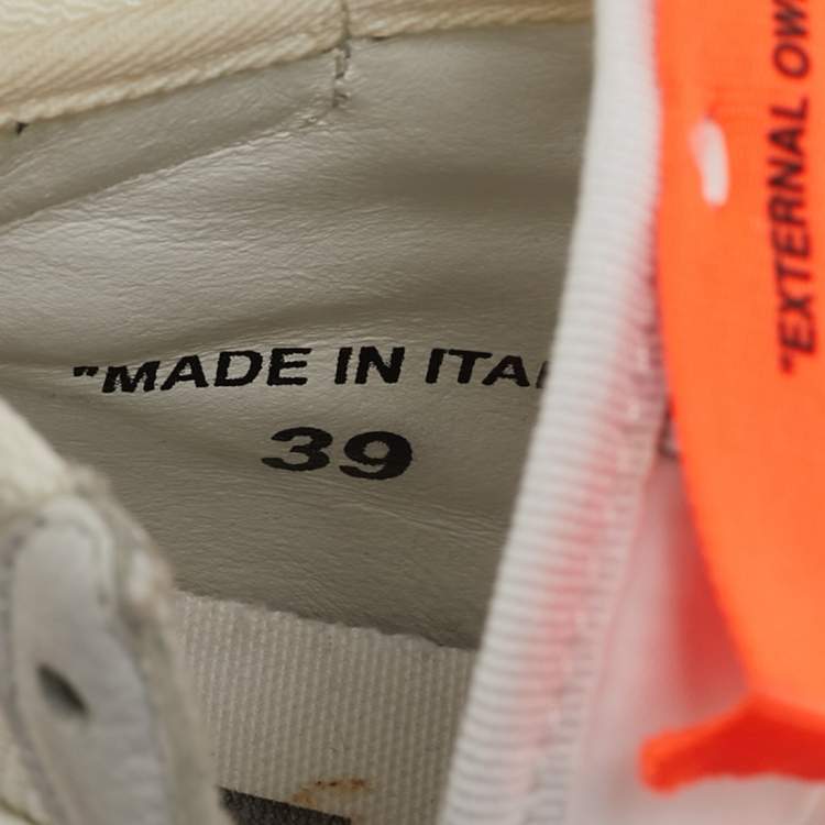 Pre Owned Off-White White/Grey Canvas And Leather Off Court 3.0 High Top Sneakers Size 39