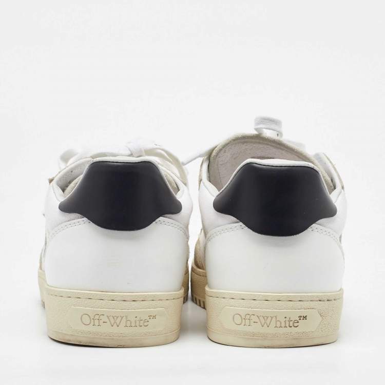 Pre Owned Off-White White/Beige Canvas and Suede 5.0 Low Top Sneakers Size 44