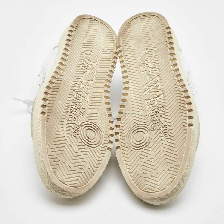 Pre Owned Off-White White/Beige Canvas and Suede 5.0 Low Top Sneakers Size 44