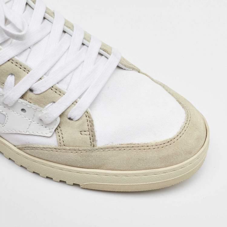 Pre Owned Off-White White/Beige Canvas and Suede 5.0 Low Top Sneakers Size 44