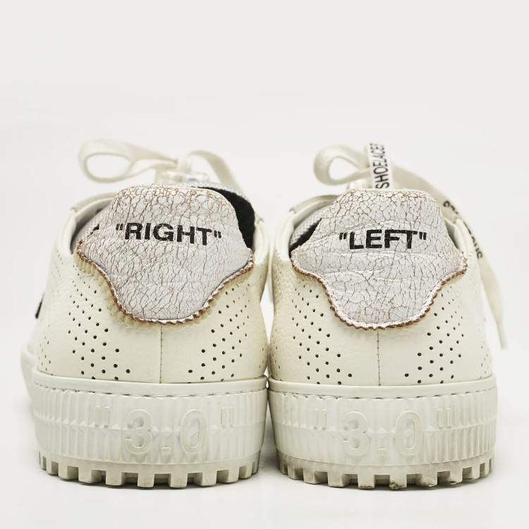 Pre Owned Off-White White/Grey Suede and Leather Vulcanized Low Top Sneakers Size 44