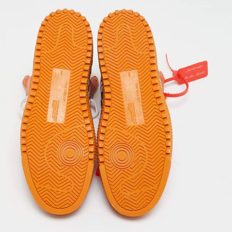 Pre Owned Off-White Orange/White Leather and Canvas Off Court 3.0 High Top Sneakers Size 41