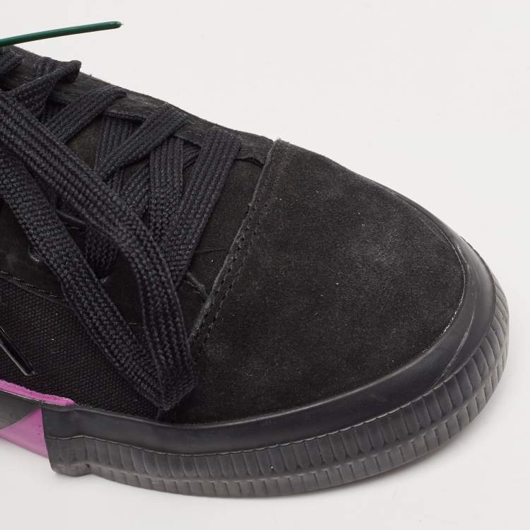 Pre Owned Off-White Black Canvas and Suede Vulcanized Low Top Sneakers Size 40
