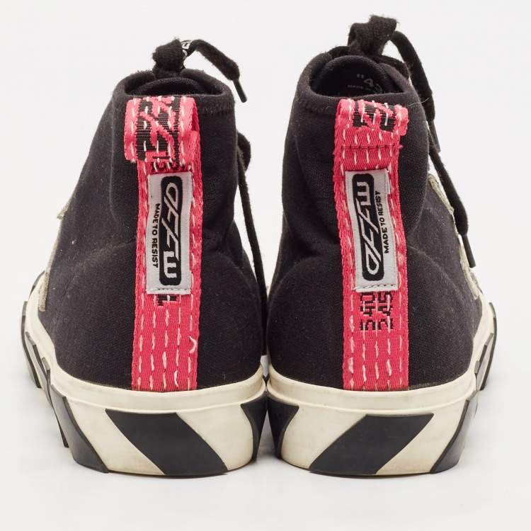 Pre Owned Off White Black Canvas High Top Arrow Sneakers Size 43
