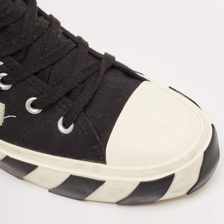Pre Owned Off White Black Canvas High Top Arrow Sneakers Size 43