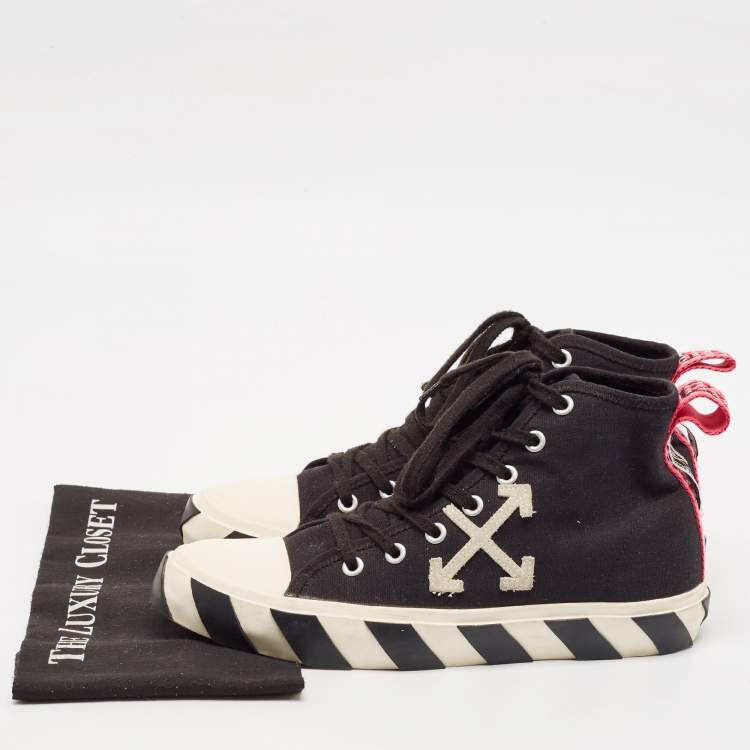 Pre Owned Off White Black Canvas High Top Arrow Sneakers Size 43