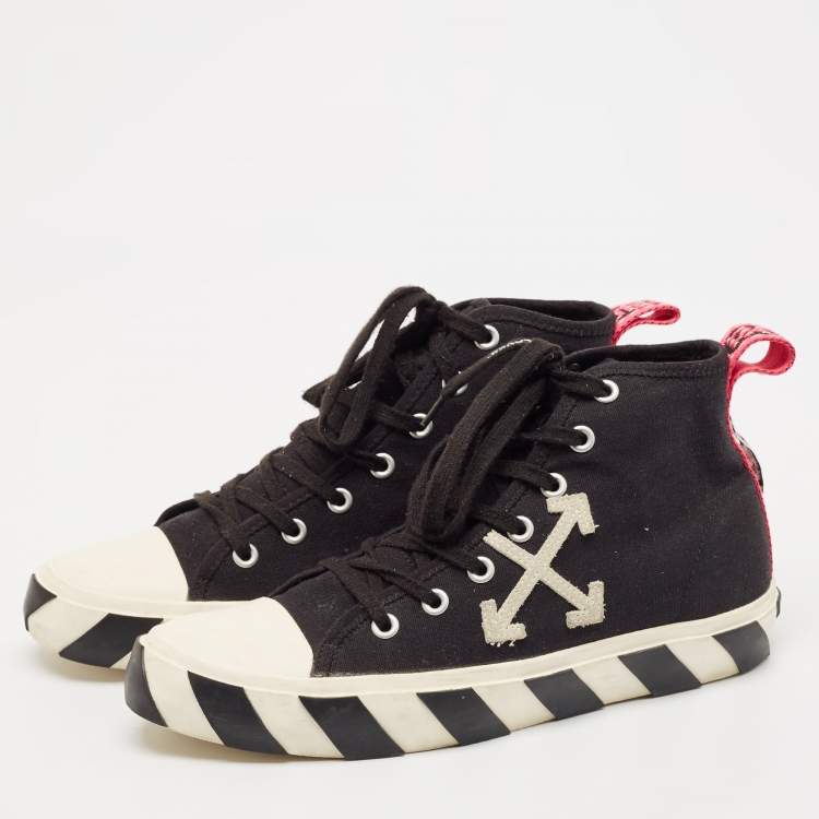 Pre Owned Off White Black Canvas High Top Arrow Sneakers Size 43