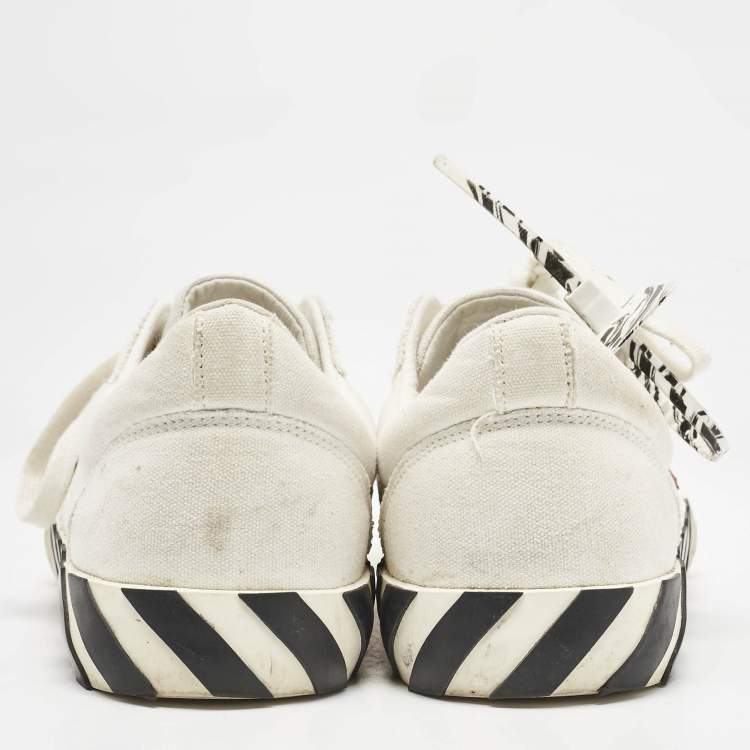 Pre Owned Off-White White Canvas Vulcanised Lace Up Sneakers Size 43
