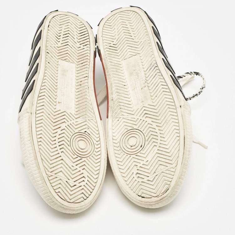 Pre Owned Off-White White Canvas Vulcanised Lace Up Sneakers Size 43