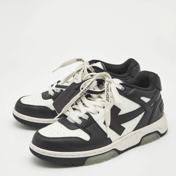 Pre Owned Off-White Black/White Leather Out of Office Low Top Sneakers Size 39