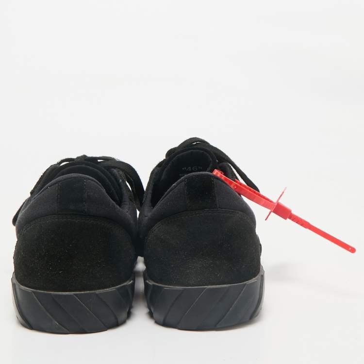 Pre Owned Off-White Black Suede Vulcanized Lace Up Sneakers Size 46