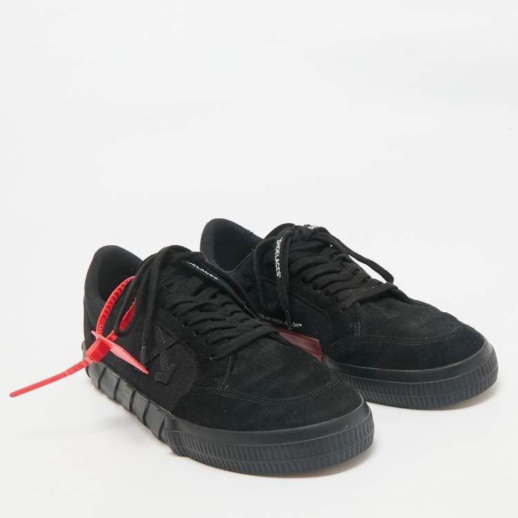 Pre Owned Off-White Black Suede Vulcanized Lace Up Sneakers Size 46