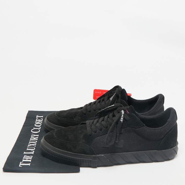 Pre Owned Off-White Black Suede Vulcanized Lace Up Sneakers Size 46