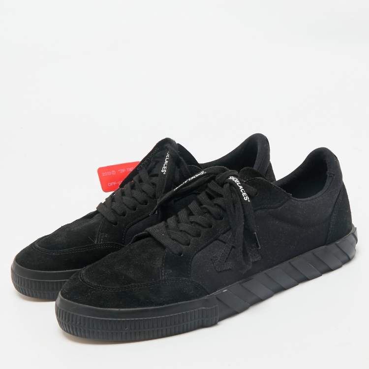 Pre Owned Off-White Black Suede Vulcanized Lace Up Sneakers Size 46