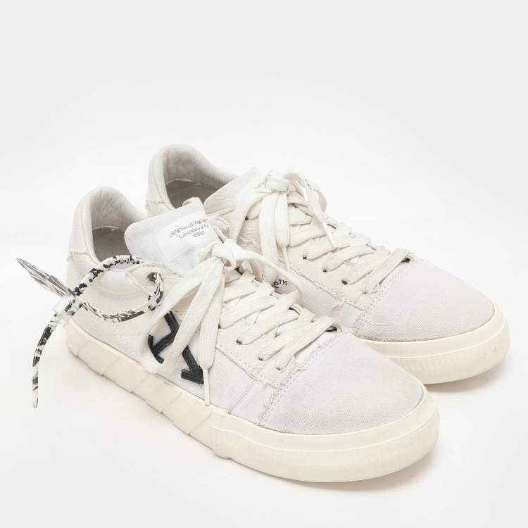 Pre Owned Off-White White Canvas Vulcanized Low Top Sneakers Size 41
