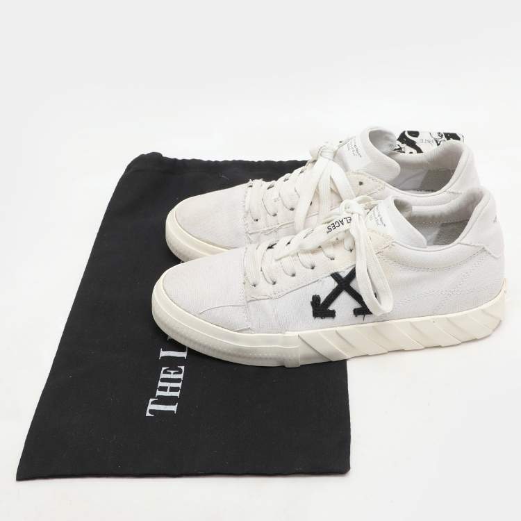 Pre Owned Off-White White Canvas Vulcanized Low Top Sneakers Size 41