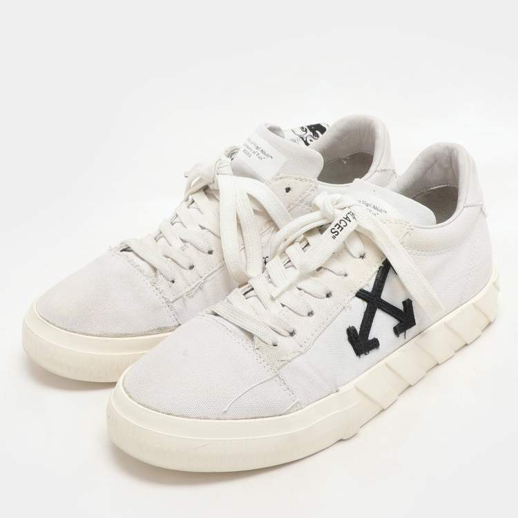Pre Owned Off-White White Canvas Vulcanized Low Top Sneakers Size 41