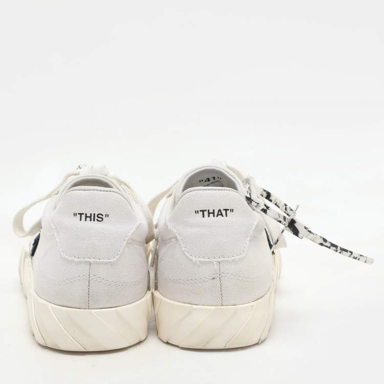 Pre Owned Off-White White Canvas Vulcanized Low Top Sneakers Size 41