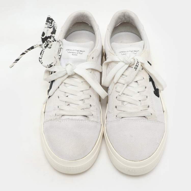Pre Owned Off-White White Canvas Vulcanized Low Top Sneakers Size 41