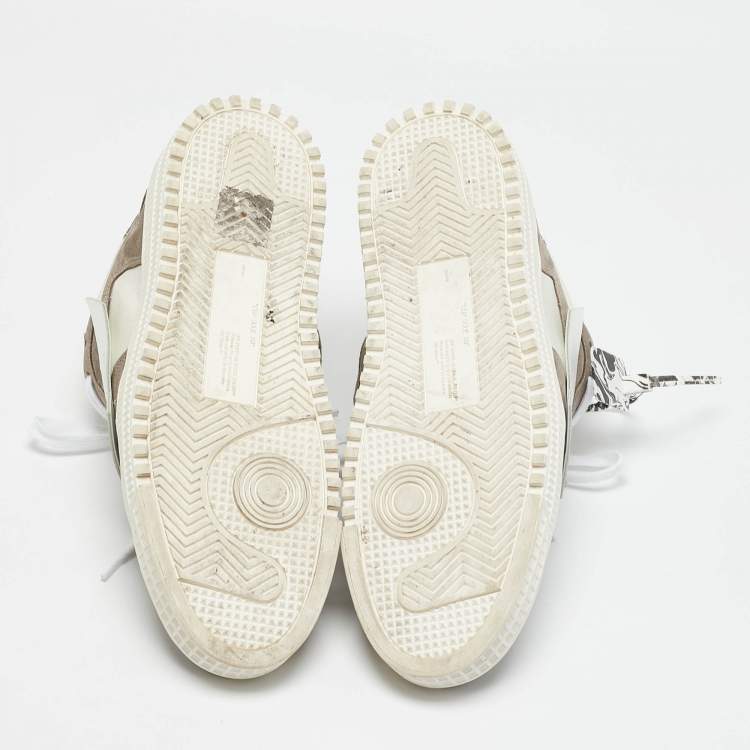 Pre Owned Off-White White/Grey Leather and Suede Out of Office Low Top Sneakers Size 45