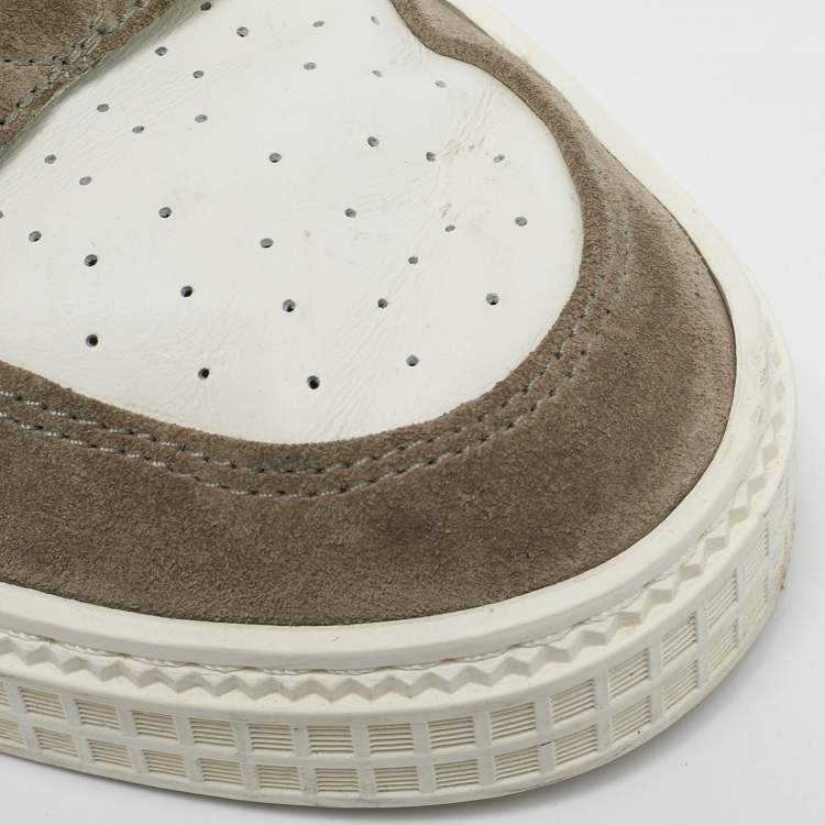 Pre Owned Off-White White/Grey Leather and Suede Out of Office Low Top Sneakers Size 45