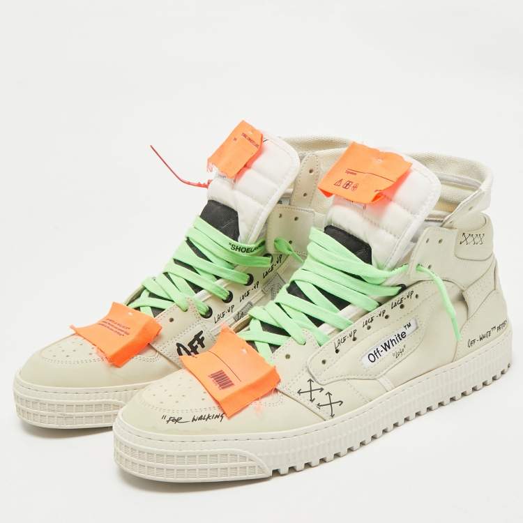 Pre Owned Off-White Cream Nubuck Leather Off-Court 3.0 High Top Sneakers Size 45