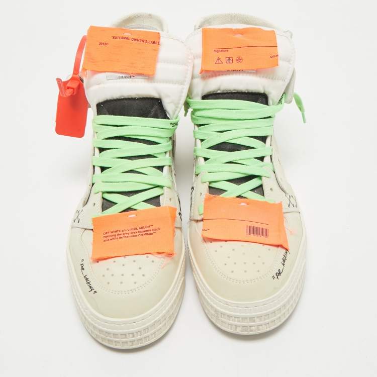 Pre Owned Off-White Cream Nubuck Leather Off-Court 3.0 High Top Sneakers Size 45