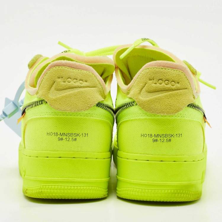 Pre Owned Off-White x Nike Green Mesh and Suede Force 1 Low White Volt Sneakers Size 42.5