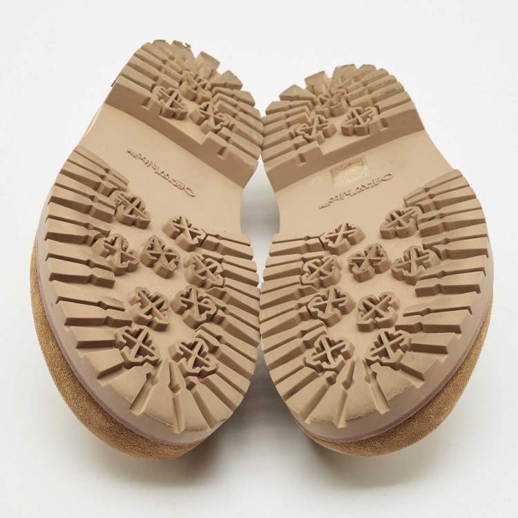 Pre Owned Off-White Brown Suede Metal Logo Clogs Size 41