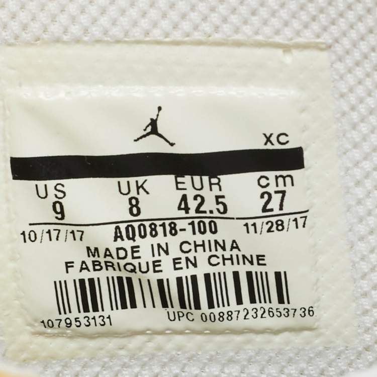 Pre Owned Nike x Off-White Leather and Fabric Jordan 1 Retro High Top Sneakers Size 42.5 