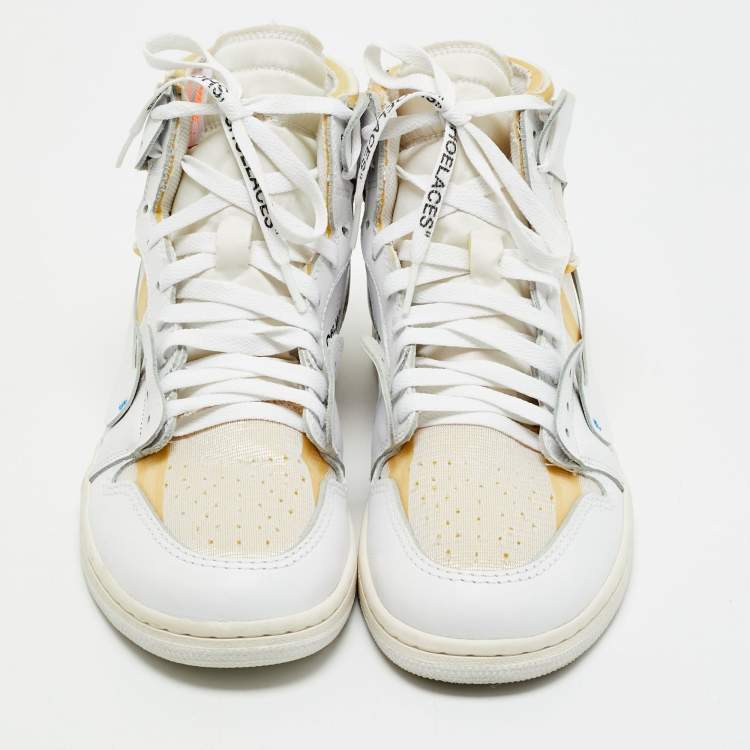 Pre Owned Nike x Off-White Leather and Fabric Jordan 1 Retro High Top Sneakers Size 42.5 