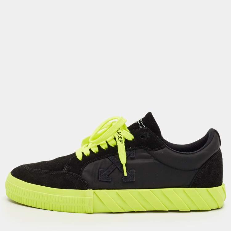 Pre Owned Off-White Black Nylon and Suede Vulc Lace Up Sneakers Size 43