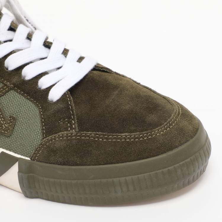 Pre Owned Off-White Green Canvas and Suede Vulcanized Low Top Sneakers Size 40