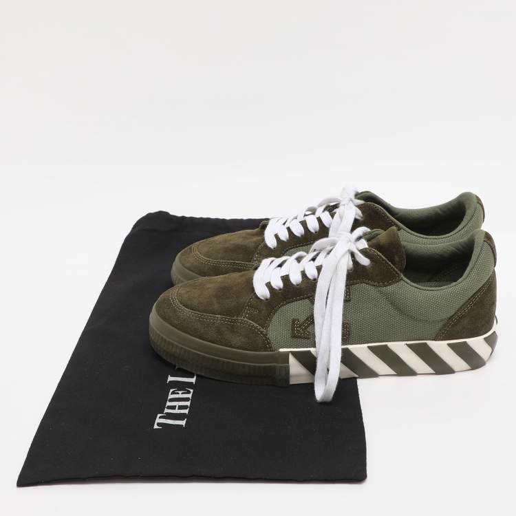 Pre Owned Off-White Green Canvas and Suede Vulcanized Low Top Sneakers Size 40