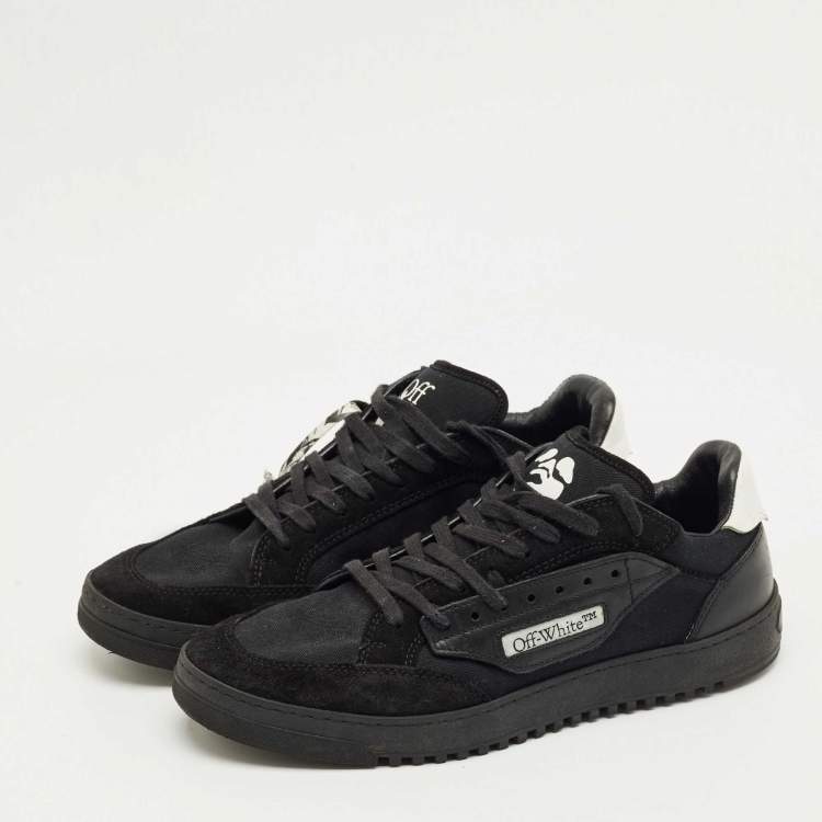 Pre Owned Off-White Black Suede and Leather Vulcanized Lace Up Sneakers Size 43