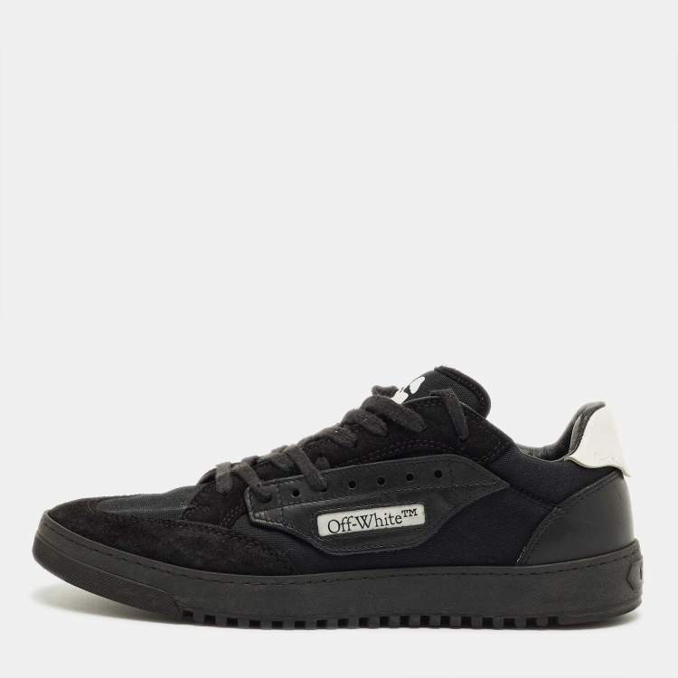 Pre Owned Off-White Black Suede and Leather Vulcanized Lace Up Sneakers Size 43