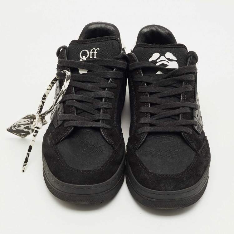 Pre Owned Off-White Black Suede and Leather Vulcanized Lace Up Sneakers Size 43