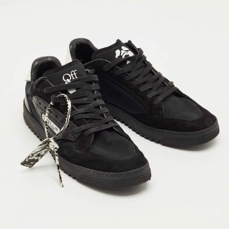 Pre Owned Off-White Black Suede and Leather Vulcanized Lace Up Sneakers Size 43