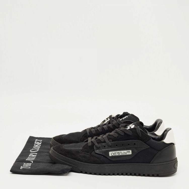 Pre Owned Off-White Black Suede and Leather Vulcanized Lace Up Sneakers Size 43
