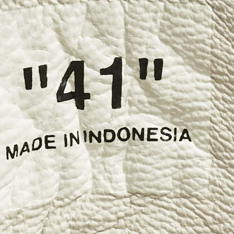 Pre Owned Off-White White/Black Canvas and Suede Vulcanized High Top Sneakers Size 41