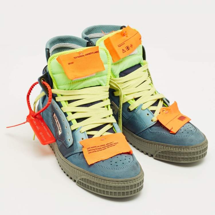 Pre Owned Off-White Multicolor Canvas and Nubuck Leather 3.0 Off Court High Top Sneakers Size 41