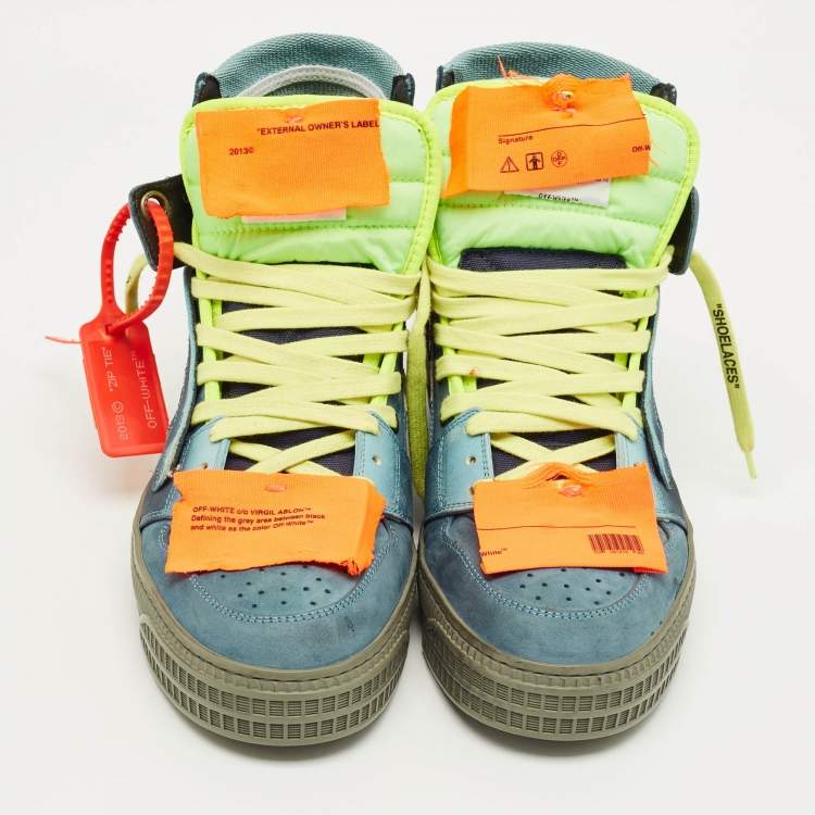 Pre Owned Off-White Multicolor Canvas and Nubuck Leather 3.0 Off Court High Top Sneakers Size 41
