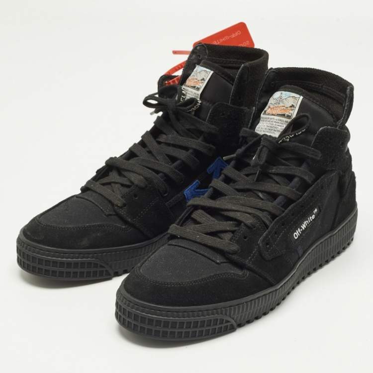Pre Owned Off-White 3.0 Off Court Size 40 Black Canvas and Suede High Top Sneakers