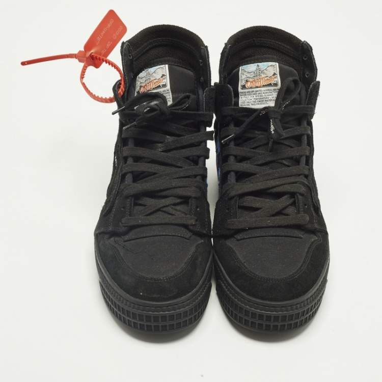Pre Owned Off-White 3.0 Off Court Size 40 Black Canvas and Suede High Top Sneakers