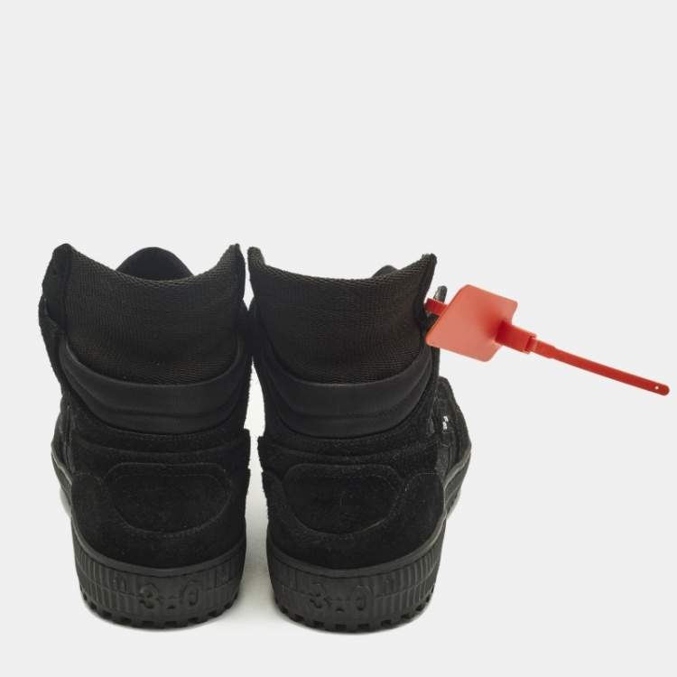 Pre Owned Off-White 3.0 Off Court Size 40 Black Canvas and Suede High Top Sneakers