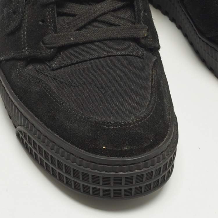 Pre Owned Off-White 3.0 Off Court Size 40 Black Canvas and Suede High Top Sneakers