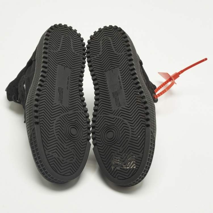 Pre Owned Off-White 3.0 Off Court Size 40 Black Canvas and Suede High Top Sneakers